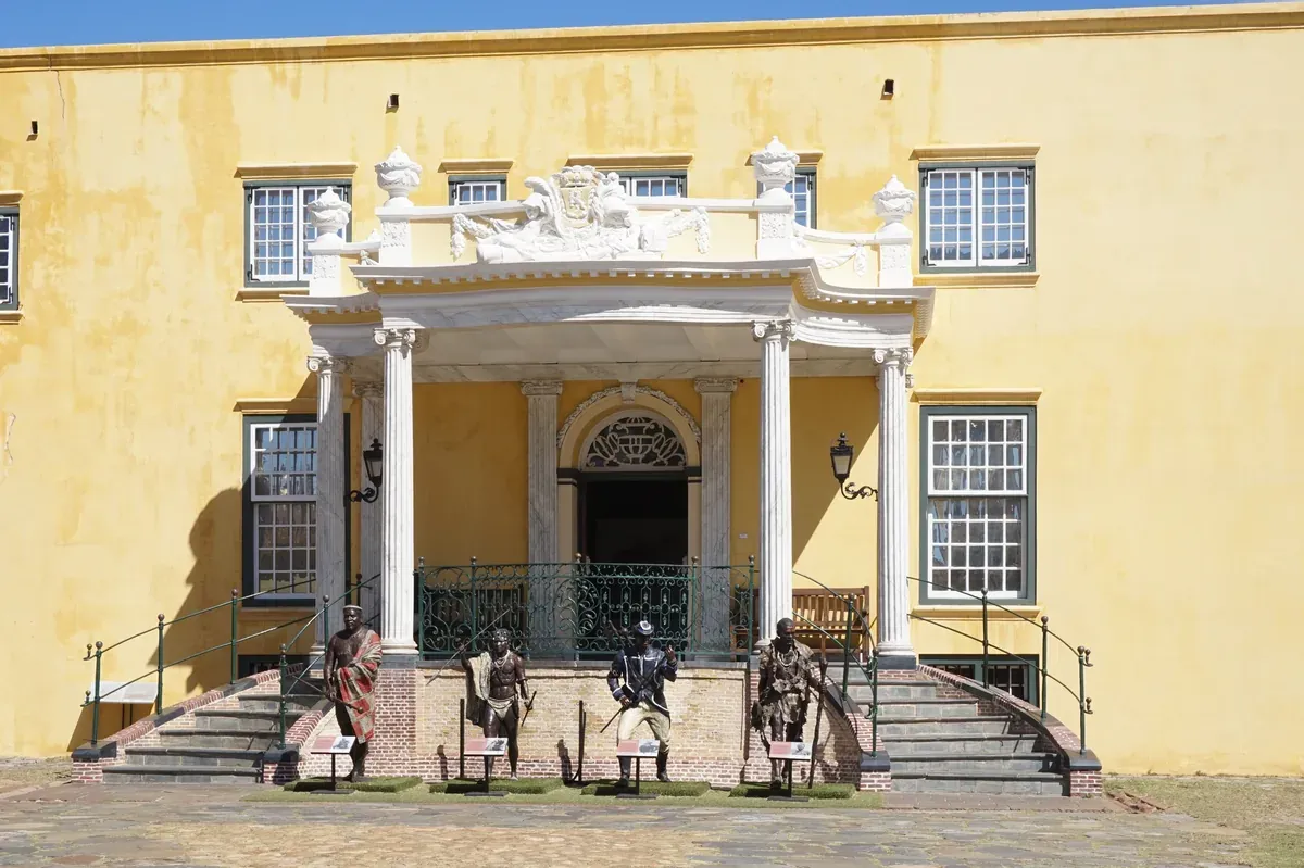 The stone entrance and bell tower of the Castle of Good Hope in Cape Town