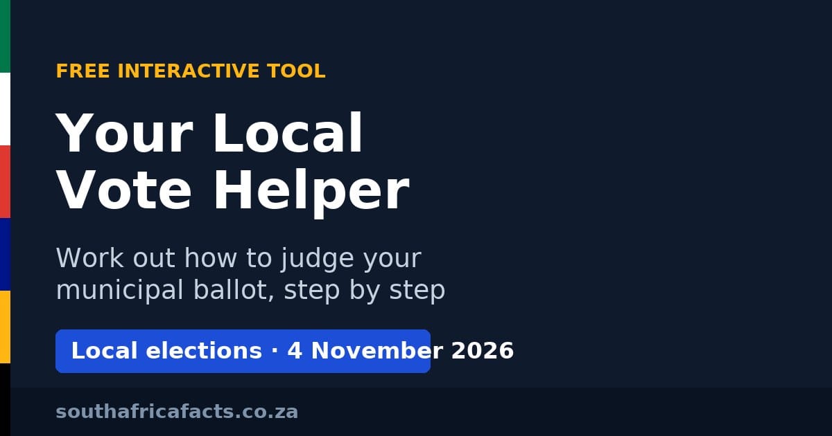 Your Local Vote Helper tool for South Africa's 4 November 2026 local government elections