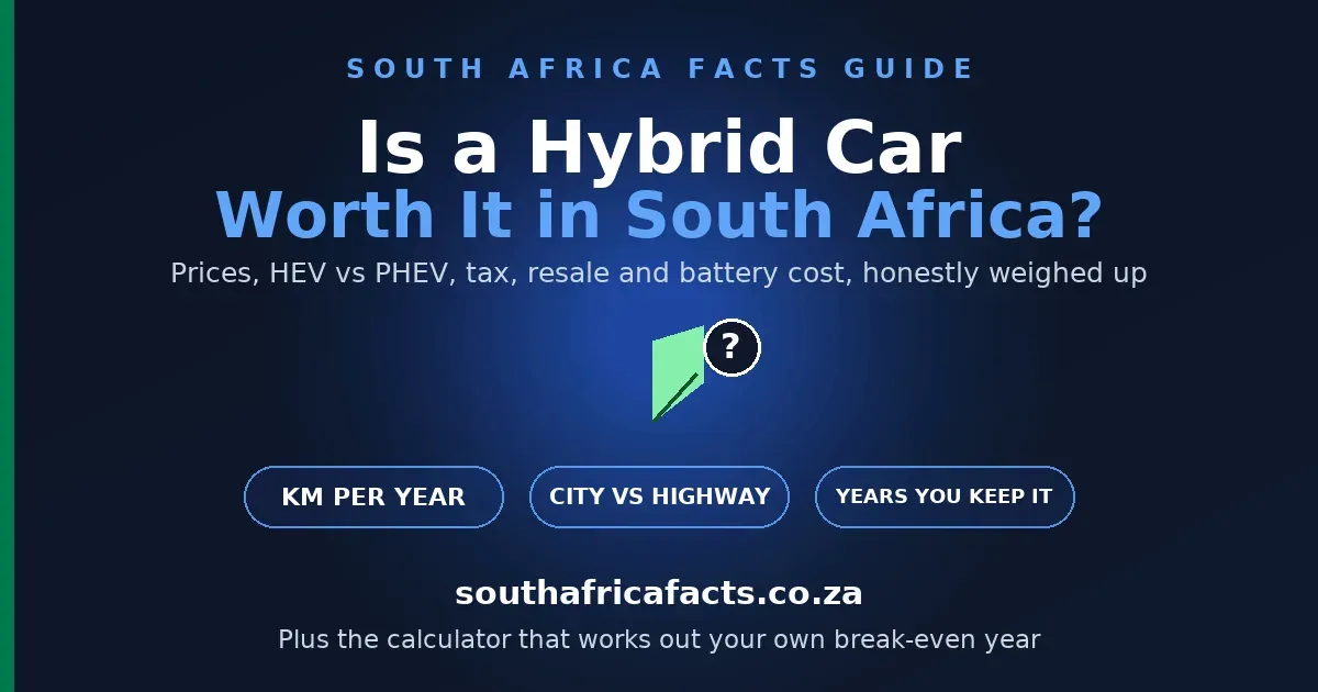 Is a hybrid car worth it in South Africa, a South Africa Facts guide to hybrid prices, HEV vs PHEV, tax treatment, resale value and battery replacement cost.